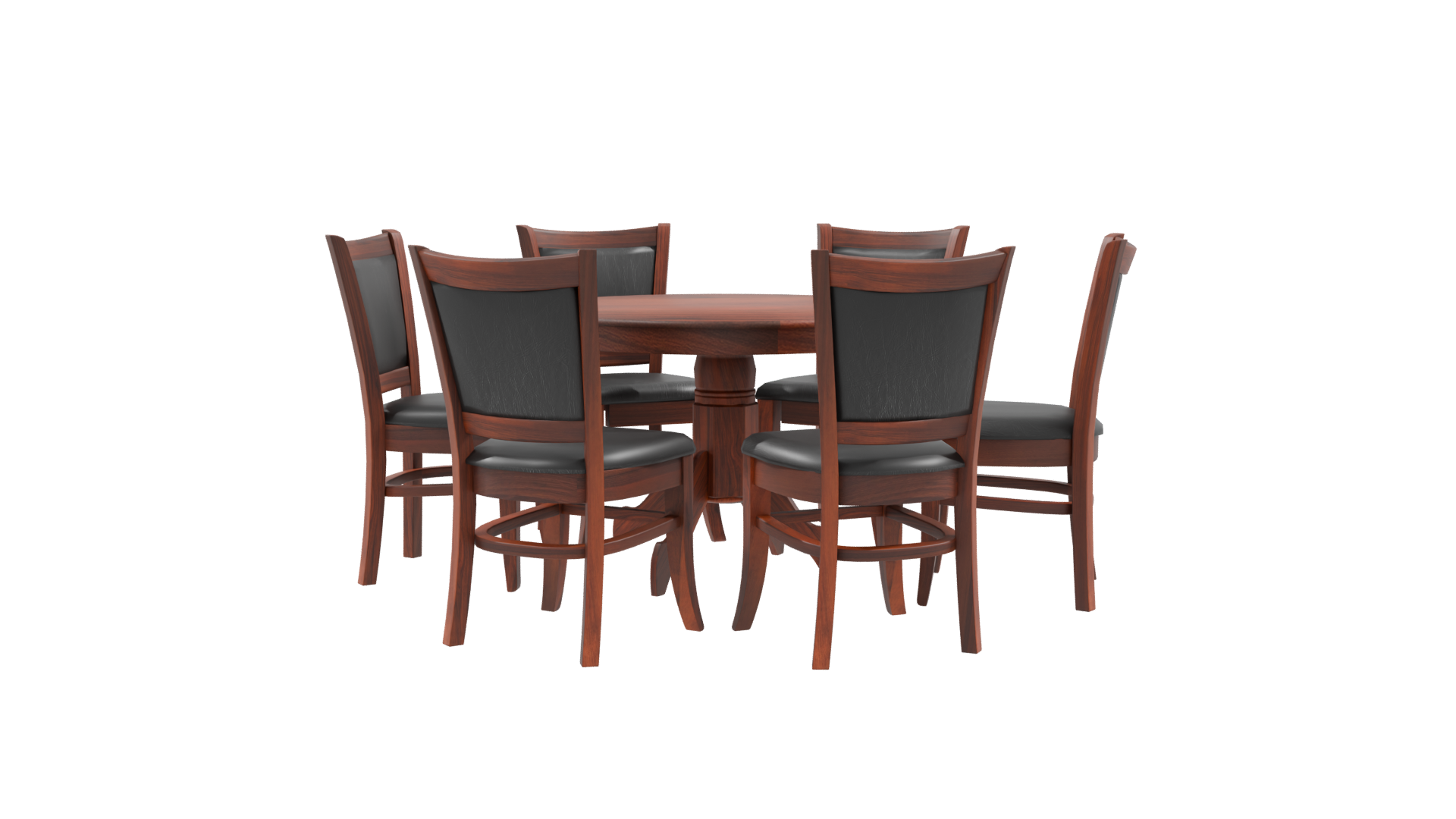 Elegant Wooden Dining Set 3D Model - Professional 3D Model Render 9
