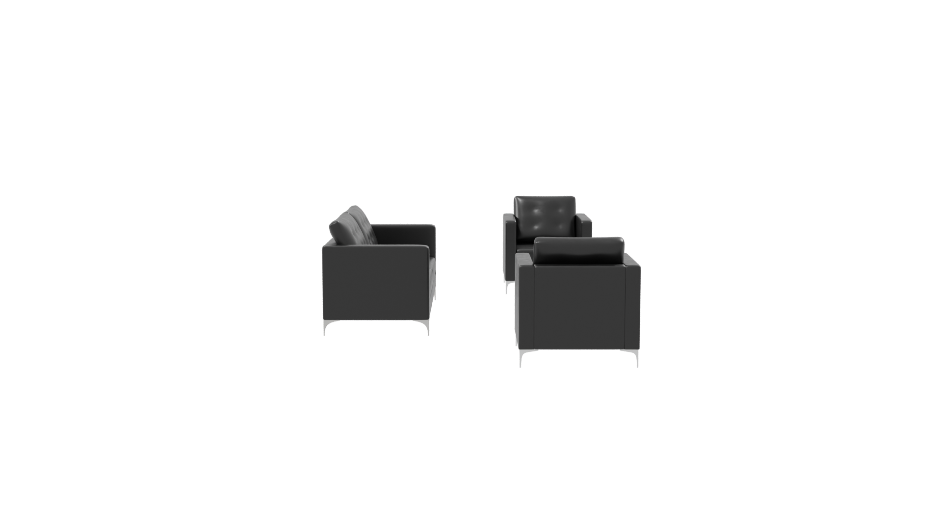 Elegant Black Sofa Set 3D Model - Professional 3D Model Render 8
