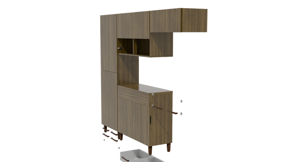 Stylish Wooden Kitchen Cabinet 3D - Professional 3D Model Render 13