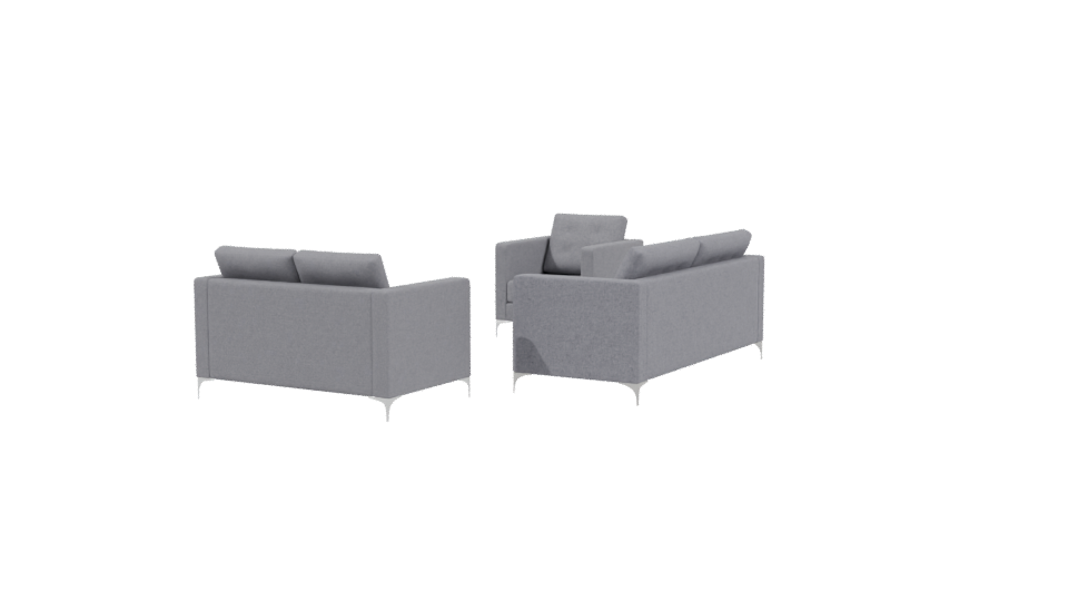 Stylish Grey Sofa Set 3D Model - Professional 3D Model Render 3