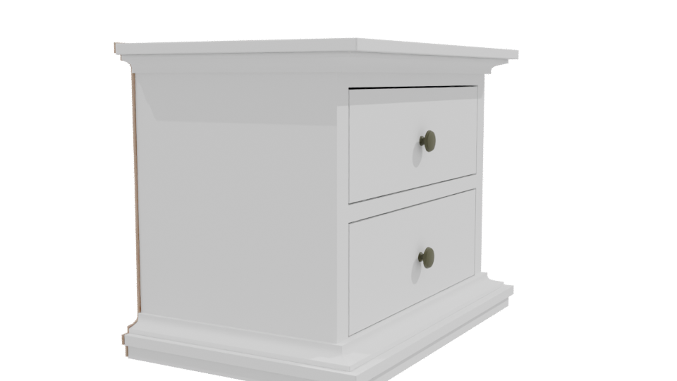 Elegant Two-Drawer Nightstand 3D - Professional 3D Model Render 9