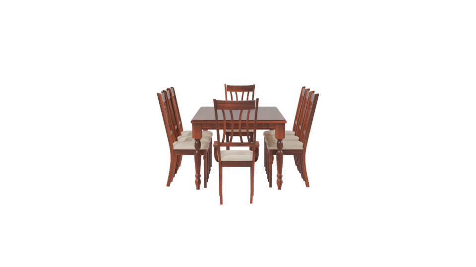 Elegant Wooden Dining Table with Chairs 3D Model - Professional 3D Model Render 2