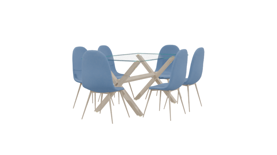 Stylish Glass Dining Table Set - Professional 3D Model Render 3