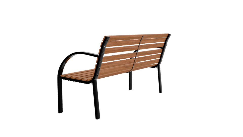 Stylish Outdoor Wooden Bench 3D Model - Professional 3D Model Render 3