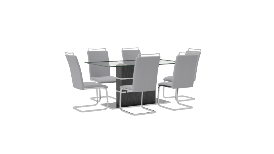 Modern Glass Dining Table Set - Professional 3D Model Render 7