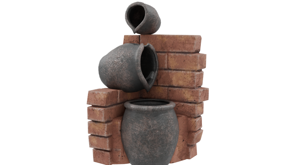 Stylized Ancient Pottery with Brick Structure 3D Model - Professional 3D Model Render 9