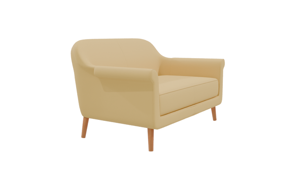 Stylish Minimalist Two-Seat Sofa 3D Model - Professional 3D Model Render 9