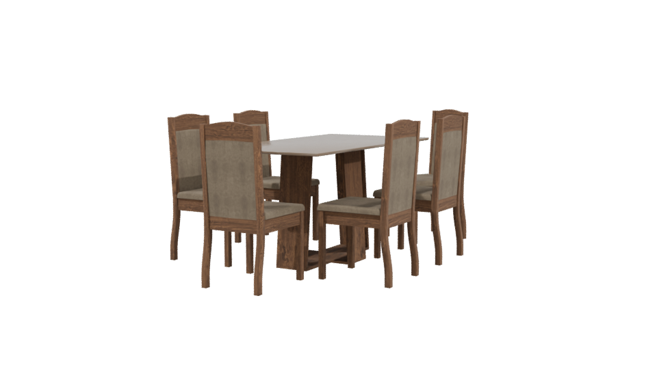 Stylish Wooden Dining Set Model - Professional 3D Model Render 3