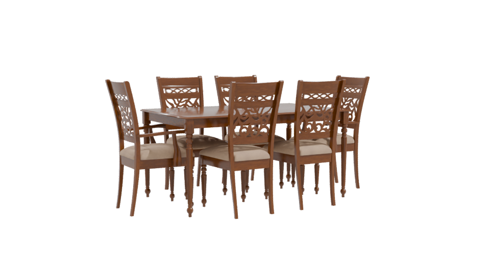 Elegant Wooden Dining Set 3D - Professional 3D Model Render 10