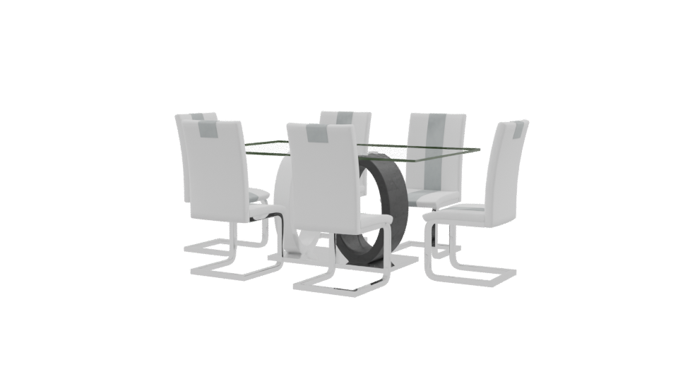 Stylish Glass Dining Table Set - Professional 3D Model Render 9