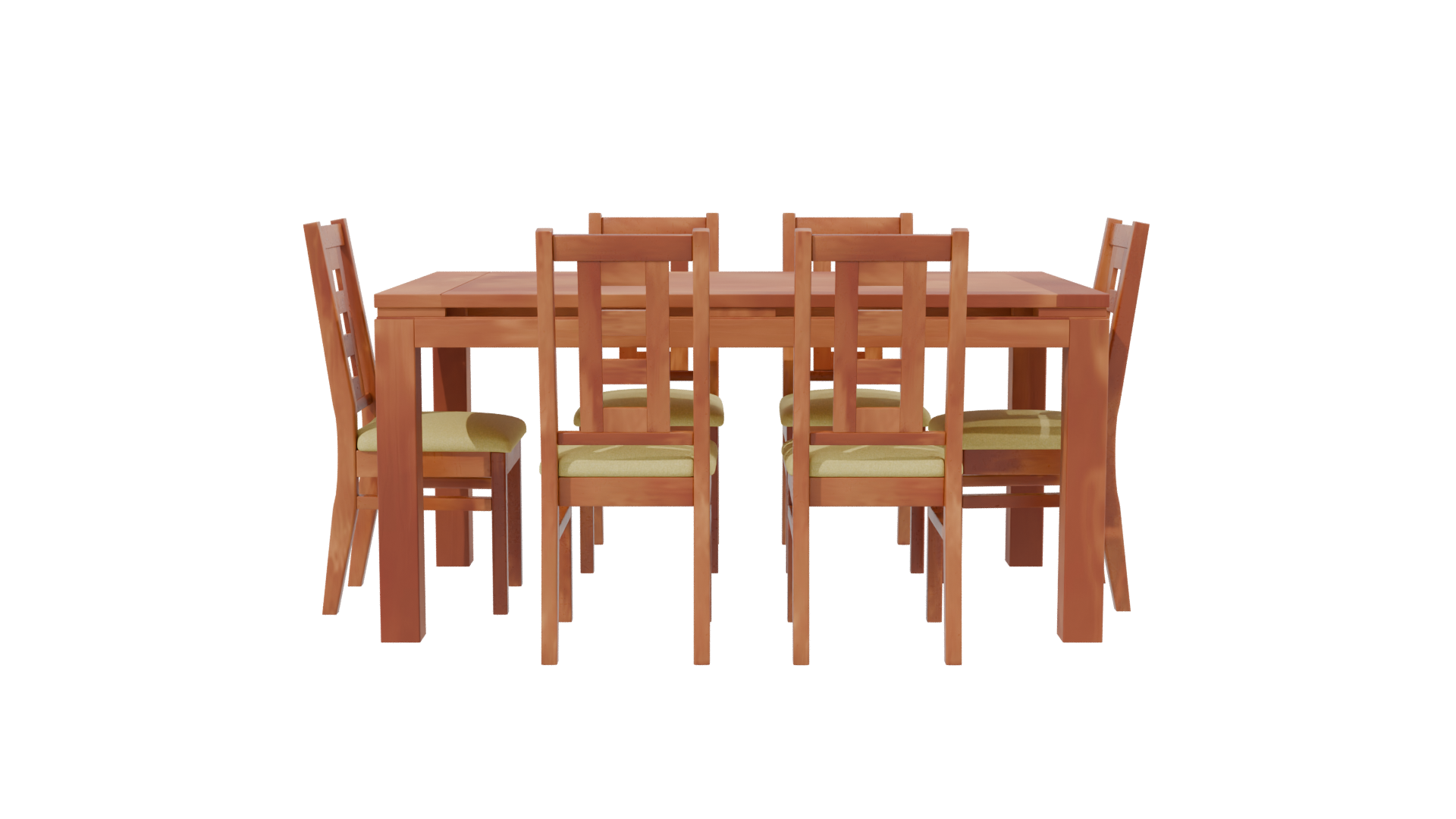 Stylish Wooden Dining Table Set 3D Model - Professional 3D Model Render 2