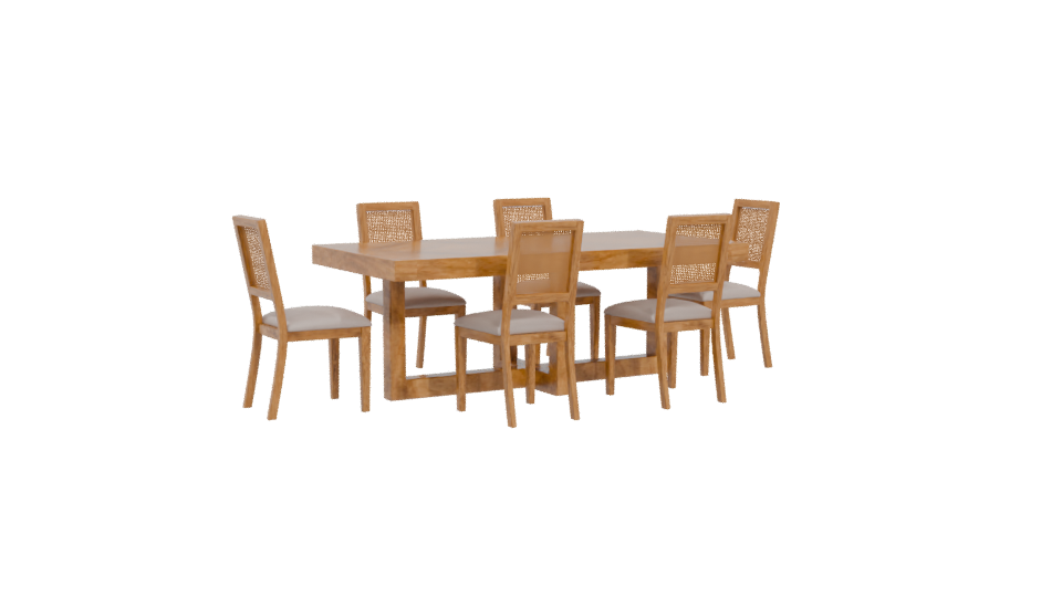 Stylish Wooden Dining Set 3D - Professional 3D Model Render 4