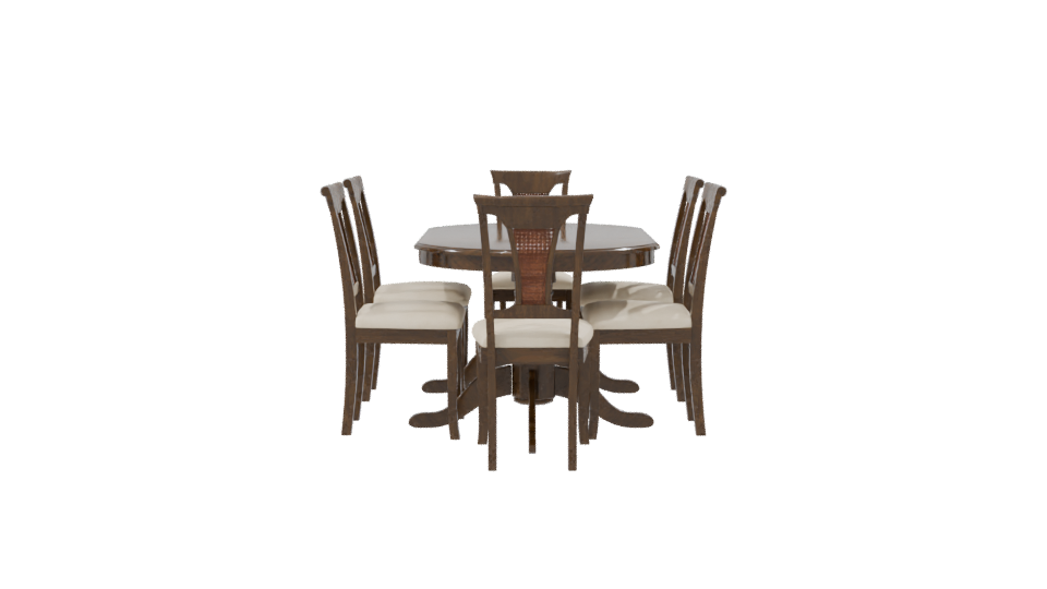 Elegant Wooden Dining Table Set 3D Model - Professional 3D Model Render 8