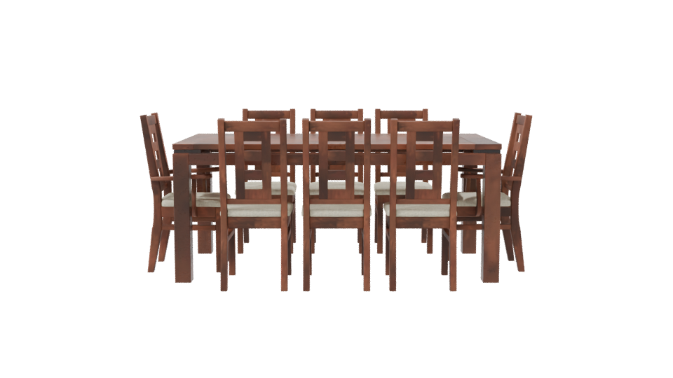 Elegant Wooden Dining Table Set - Professional 3D Model Render 8
