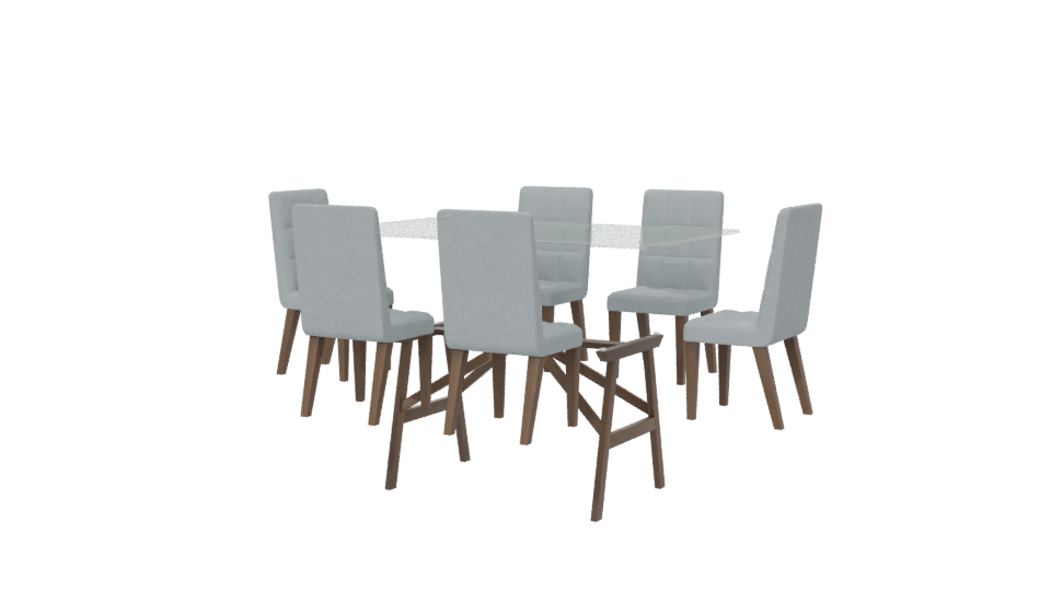 Stylish Glass Dining Table Set - Professional 3D Model Render 6