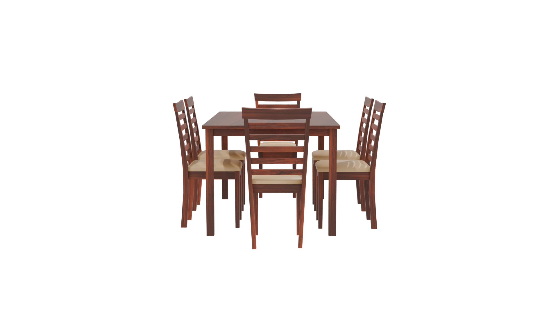 Wooden Dining Table Set 3D - Professional 3D Model Render 8