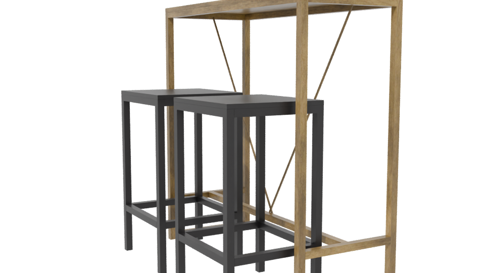 Industrial Bar Table Set 3D - Professional 3D Model Render 13