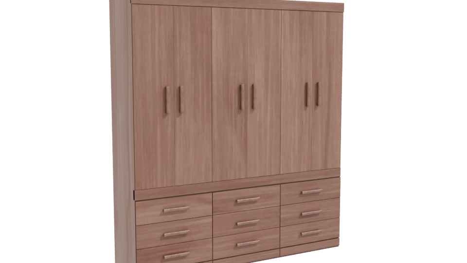 Stylish Wooden Wardrobe Model - Professional 3D Model Render 10