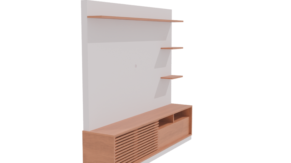 Stylish Wooden TV Unit Model - Professional 3D Model Render 9