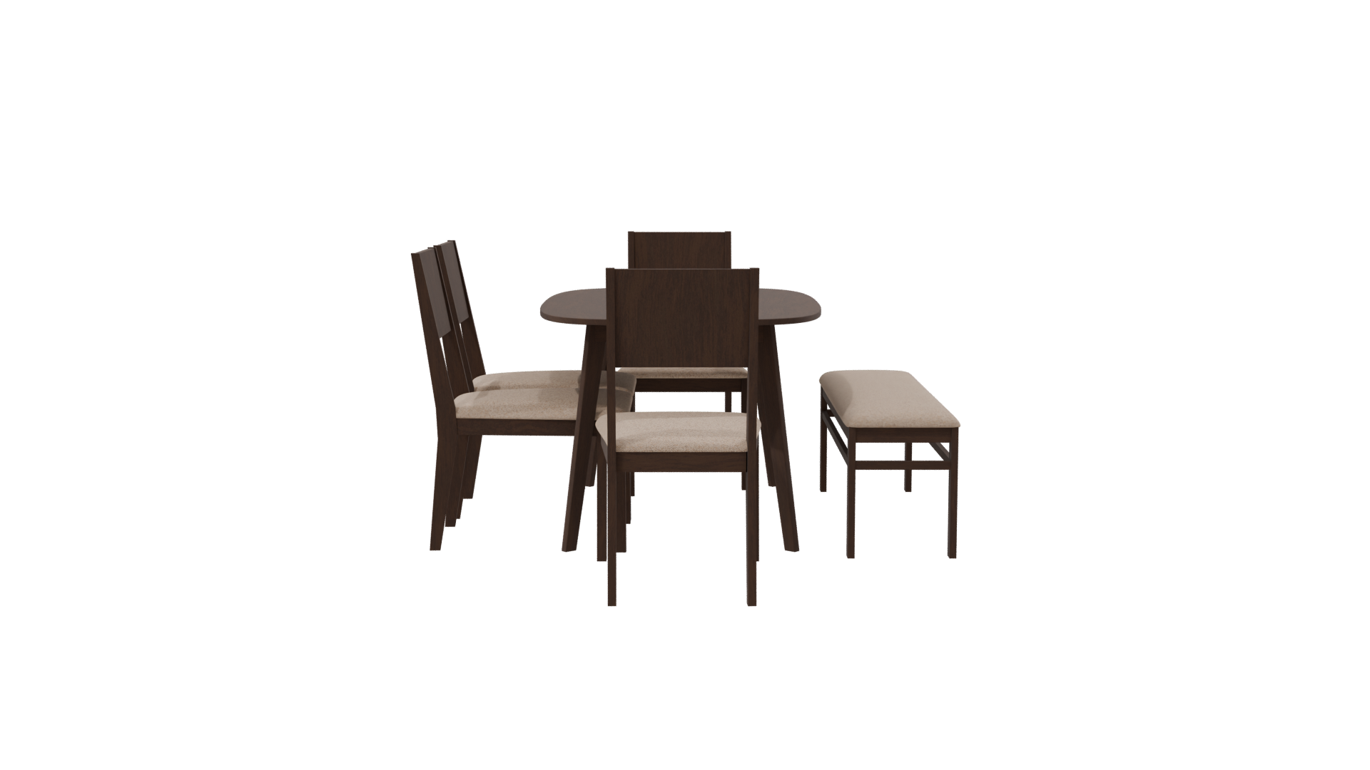 Stylish Wooden Dining Set 3D Model - Professional 3D Model Render 8