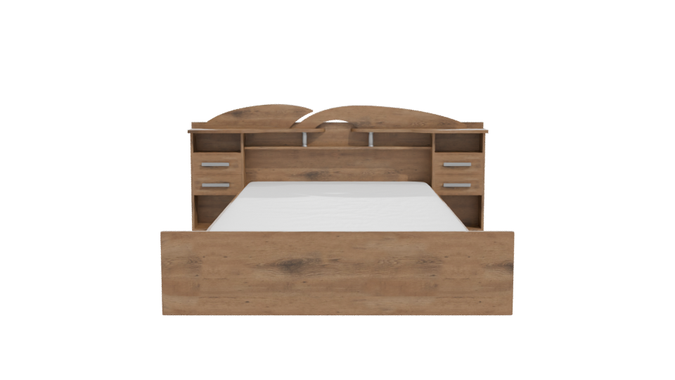 Stylish Wooden Bed with Nightstands 3D Model - Professional 3D Model Render 11