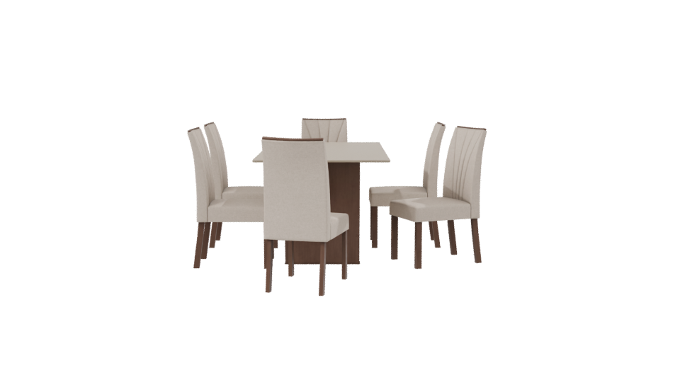 Elegant Rectangular Dining Table Set 3D Model - Professional 3D Model Render 8
