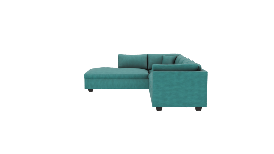 Luxe Teal Sectional Sofa 3D - Professional 3D Model Render 2