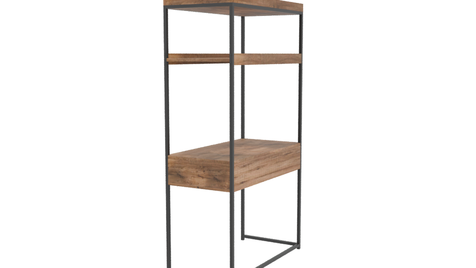Modern Wooden Shelf Unit 3D - Professional 3D Model Render 3