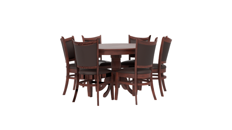Elegant Circular Dining Table Set - Professional 3D Model Render 6