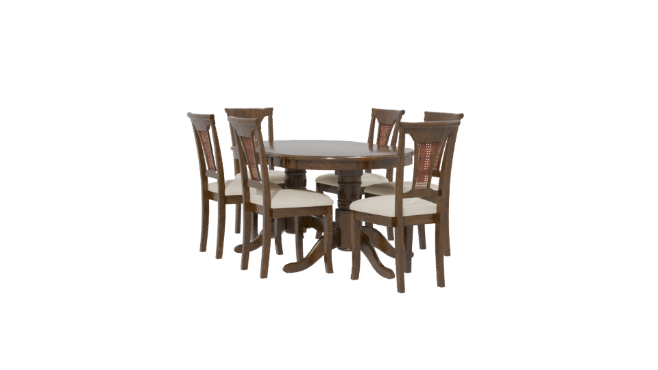 Elegant Wooden Dining Table Set 3D Model - Professional 3D Model Render 13