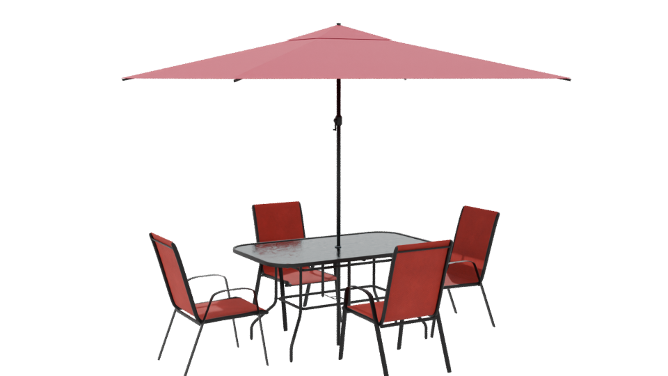 Stylish Outdoor Dining Set with Umbrella 3D Model - Professional 3D Model Render 7