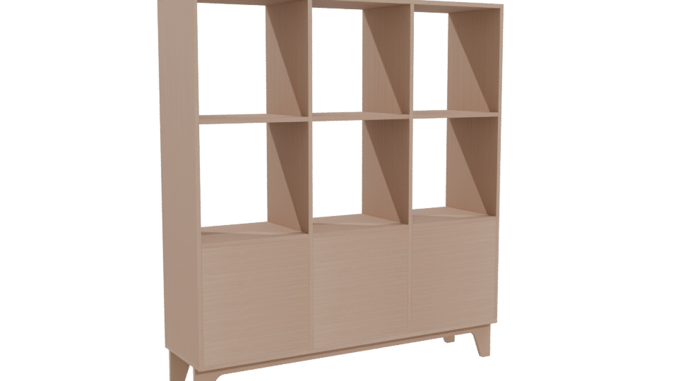 Minimalist Wooden Bookshelf 3D - Professional 3D Model Render 4