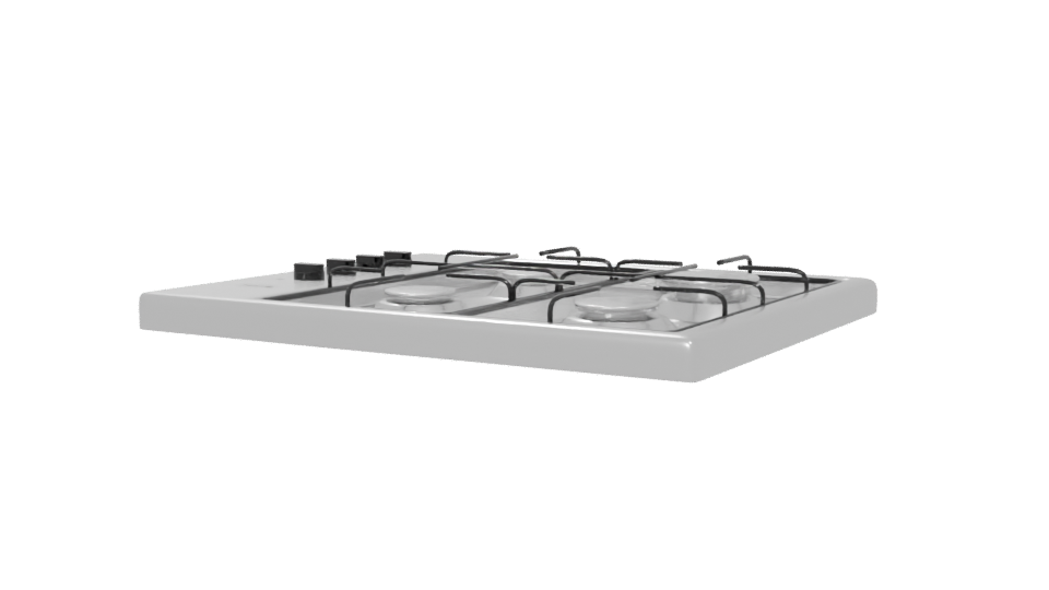 Gas Cooktop 3D Model 60 cm - Professional 3D Model Render 6