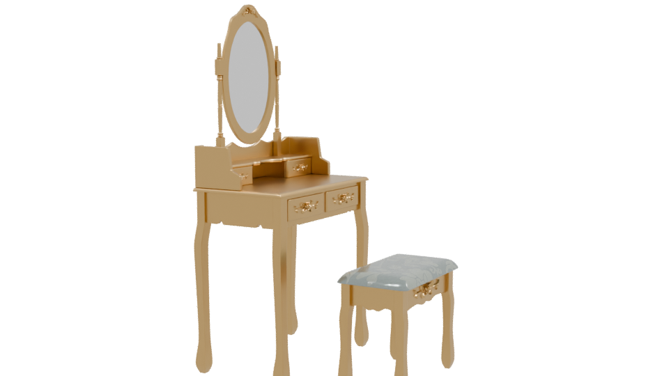 Elegant Vintage Vanity Set 3D - Professional 3D Model Render 9