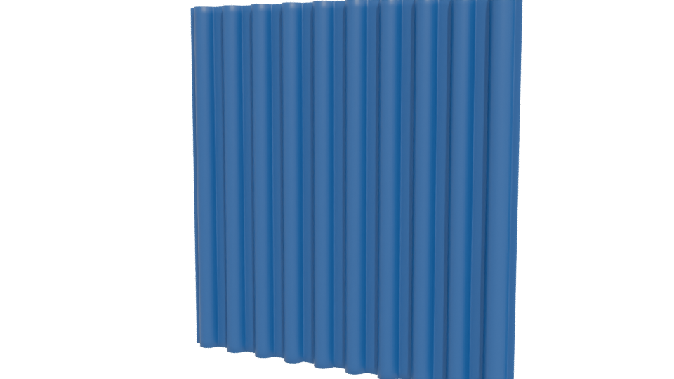 Blue Industrial Ribbed Panel 3D - Professional 3D Model Render 12