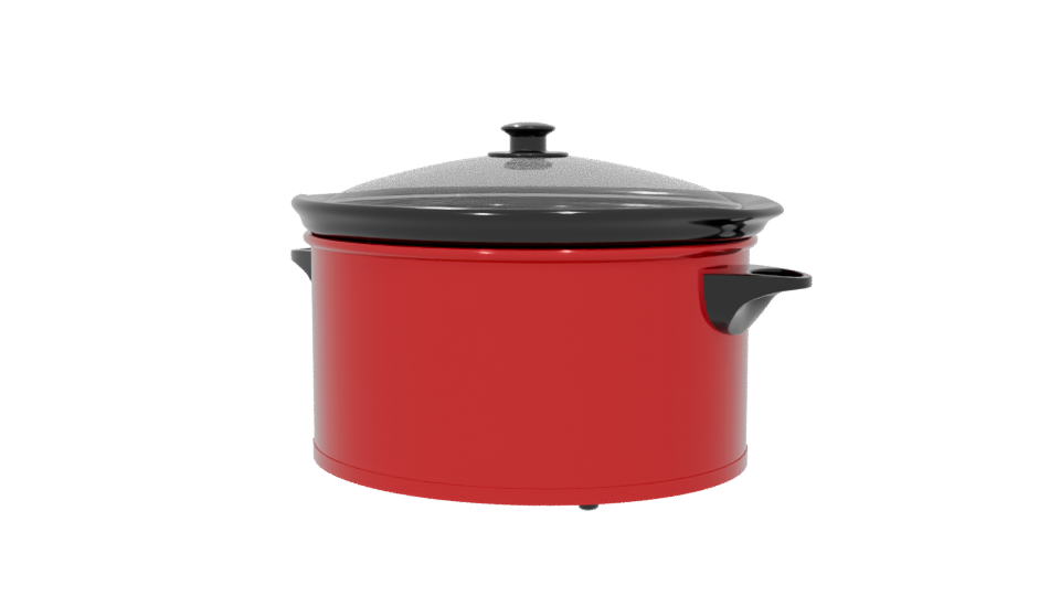 Sleek Red Electric Slow Cooker 3D Model - Professional 3D Model Render 6