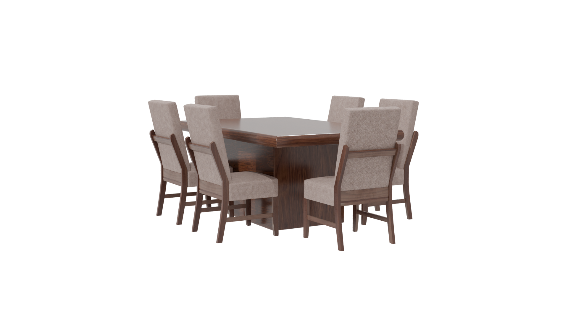 Stylish Wooden Dining Table Set - Professional 3D Model Render 16