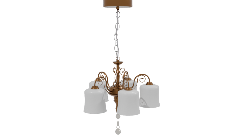 Elegant Vintage 5-Lamp Chandelier 3D - Professional 3D Model Render 2