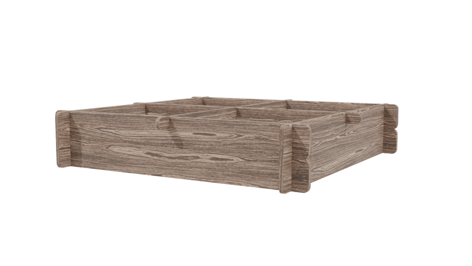 Rustic Wooden Raised Garden Bed 3D Model - Professional 3D Model Render 3