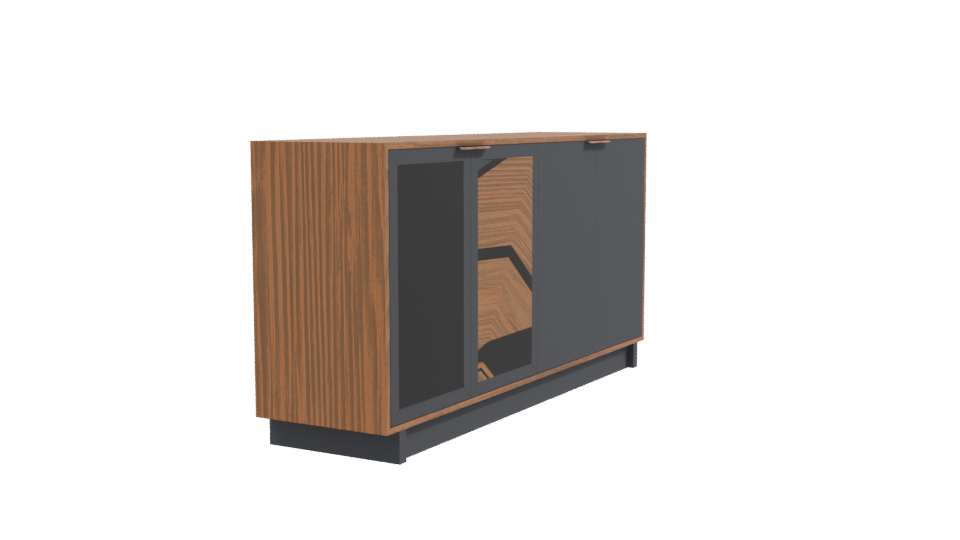 Contemporary Glass-Front Wooden Cabinet 3D Model - Professional 3D Model Render 9