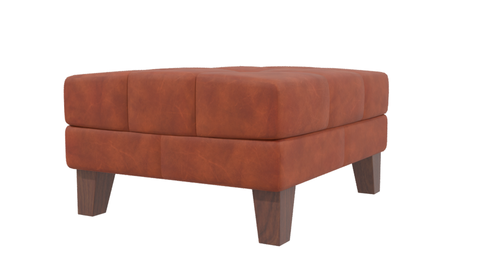 Stylish Leather Ottoman 3D Model - Professional 3D Model Render 3
