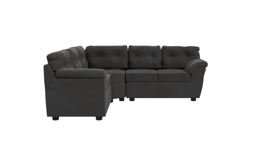 Contemporary Black Leather Sectional Sofa 3D Model - Professional 3D Model Render 11