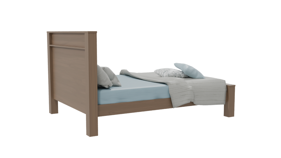 Stylish Wooden Bed 3D Model - Professional 3D Model Render 7