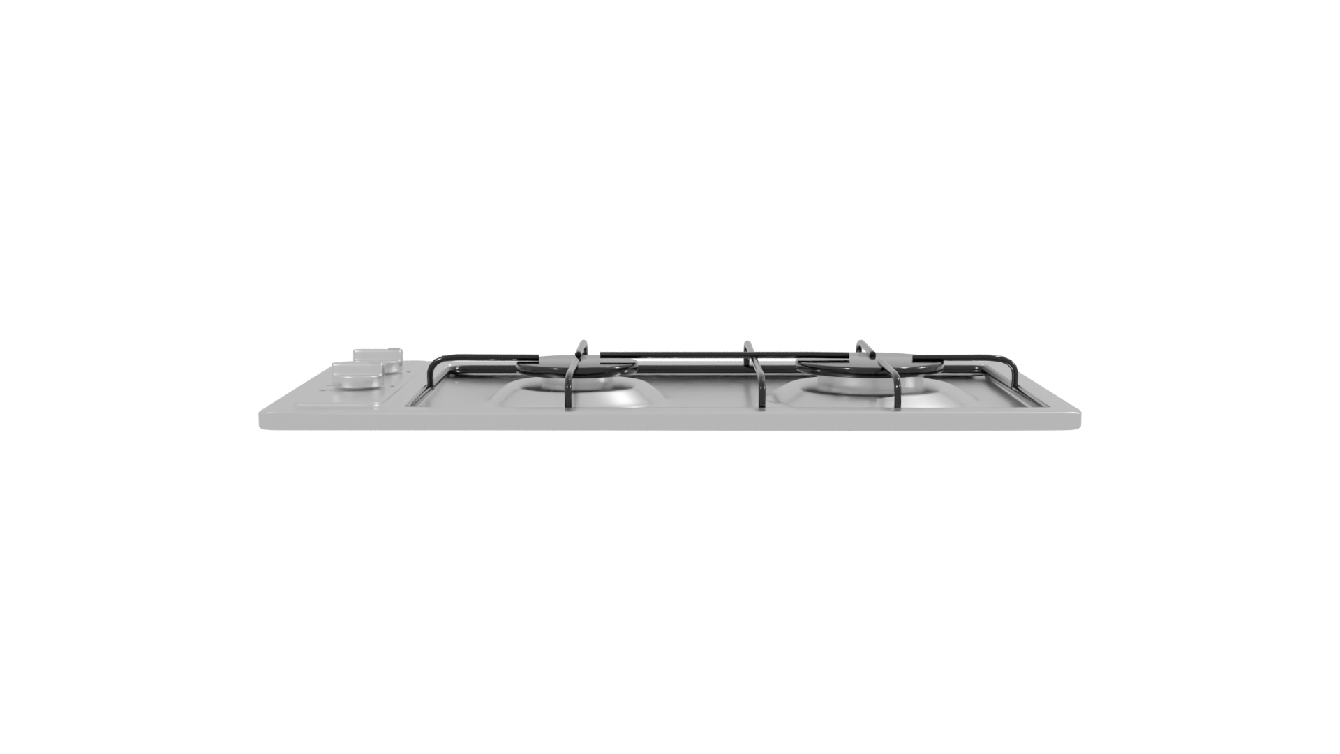 Sleek Stainless Steel Gas Cooktop 3D Model - Professional 3D Model Render 2
