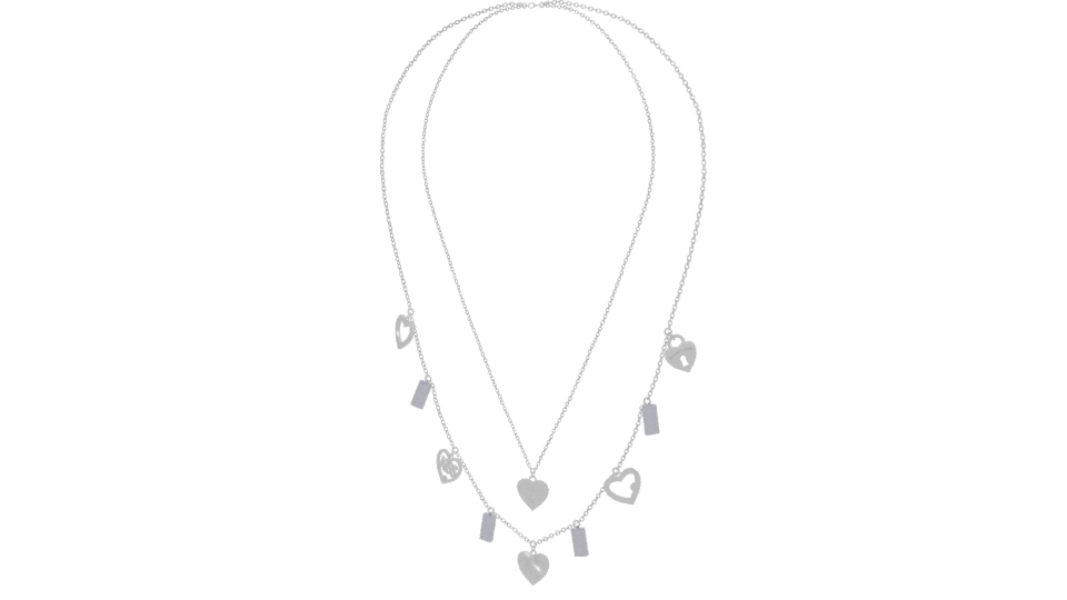 Stylish Double Layer Heart Necklace - Professional 3D Model Render 12