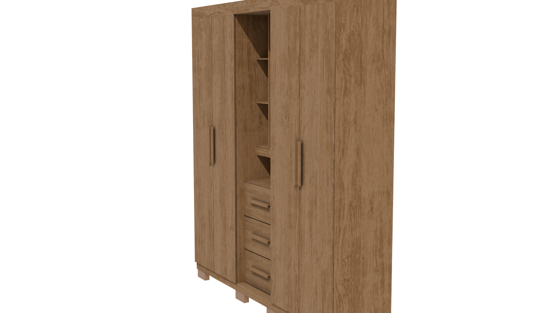 Stylish Wooden Wardrobe 3D Model - Professional 3D Model Render 13