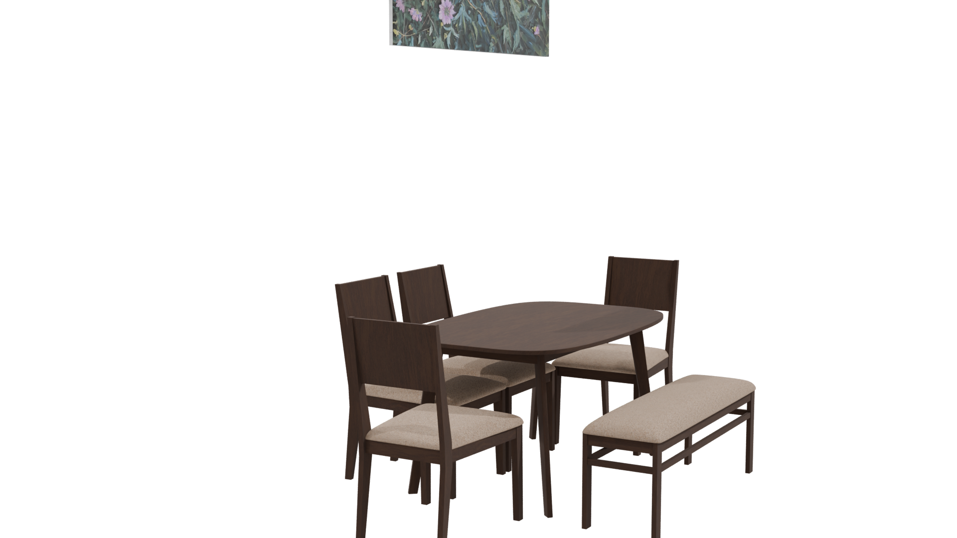 Stylish Wooden Dining Set 3D - Professional 3D Model Render 9
