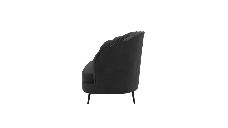 Stylish Black Velvet Sofa 3D - Professional 3D Model Render 2