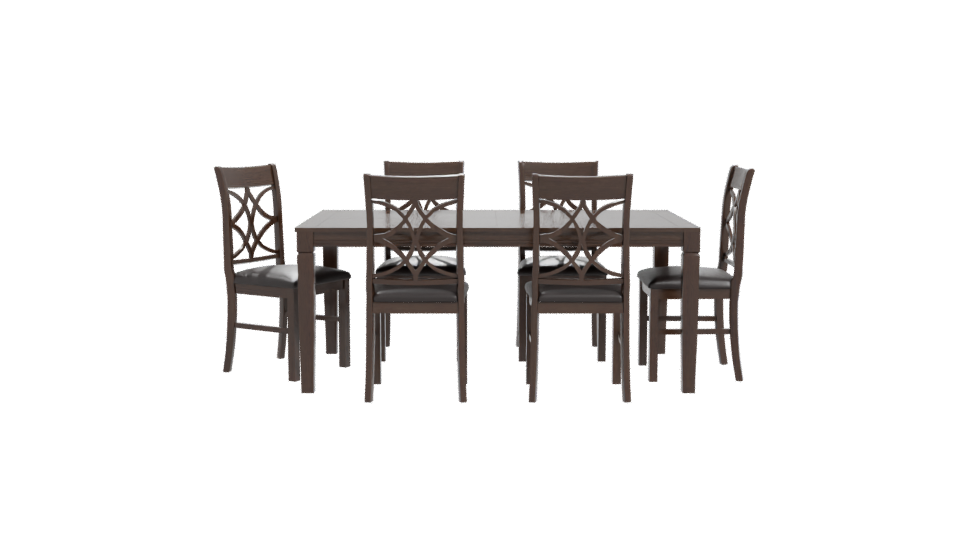 Elegant Wooden Dining Table Set - Professional 3D Model Render 11