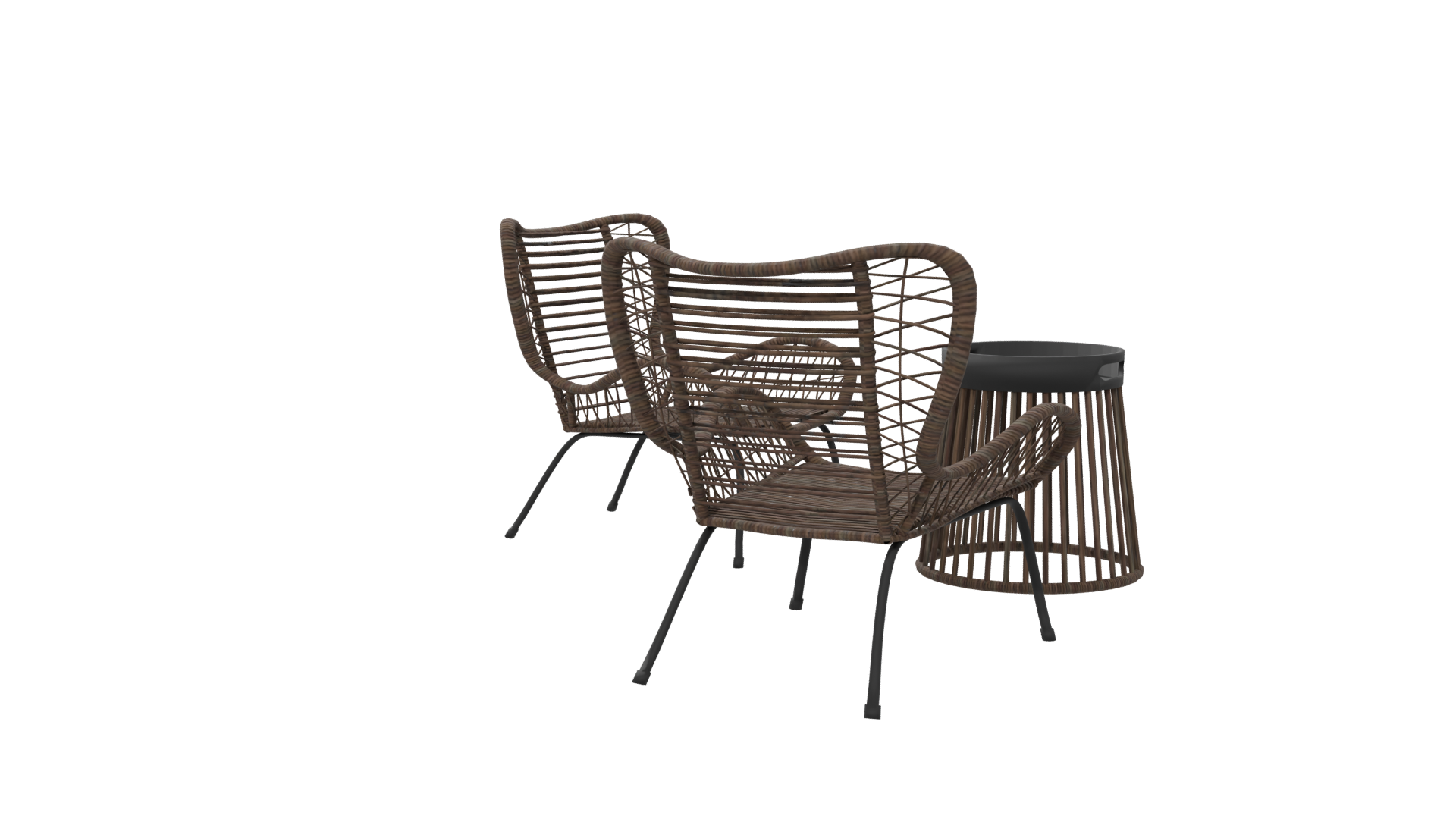 Stylish Rattan Lounge Chair Set - Professional 3D Model Render 6